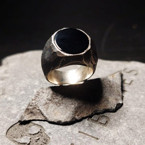 Anello Onice Nero Forgiato Medio - immagine 3